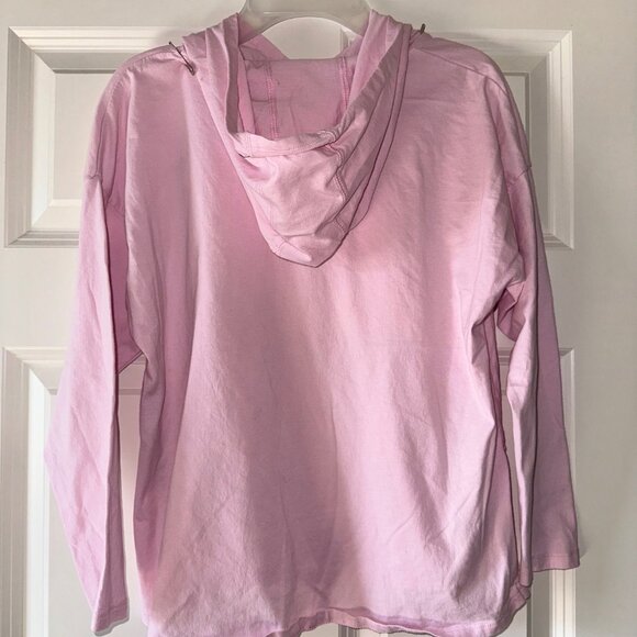 Adidas Pink Long Sleeve Shirt with Hood Sz L 14 Youth - Picture 2 of 3